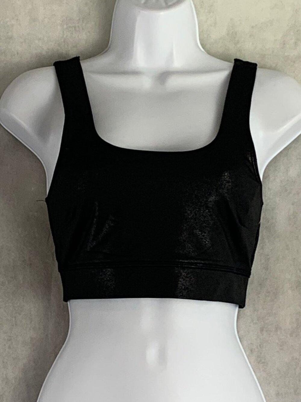 Jenni Women's Square-Neck Faux Leather Pullover Bralette, Crackle Black